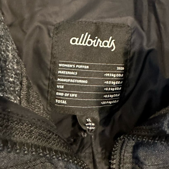 NEW Allbirds Trino Puffer Jacket Wool Blend Charcoal Gray Women’s XL - Picture 3 of 8